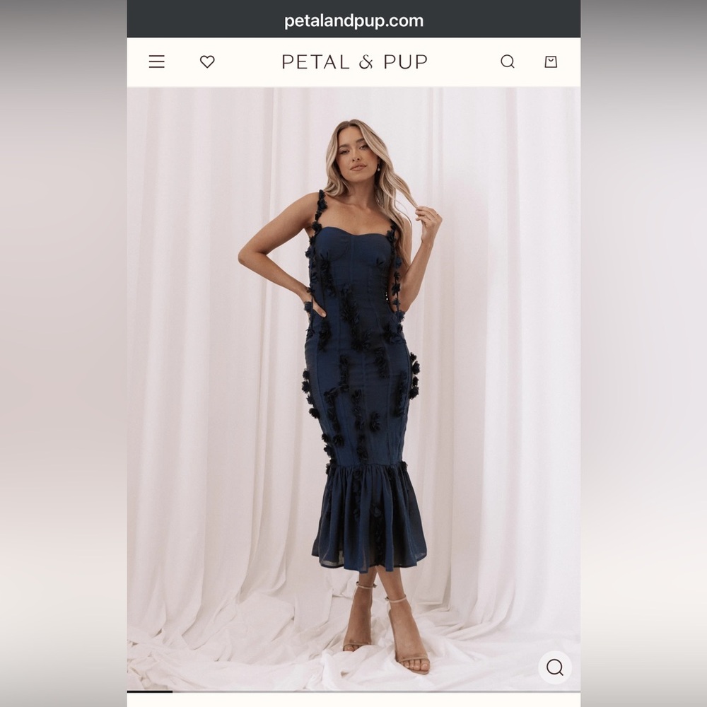 Petal & Pup Posedly Midi Dress- Blue Midnight Strapless Dress